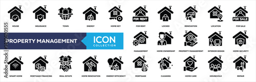 Home and Property Management Glyph Icon Collection