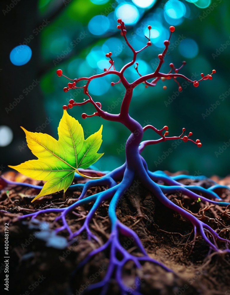 creative work on creativity, spirit, thought, colors, roots and energy, artistic