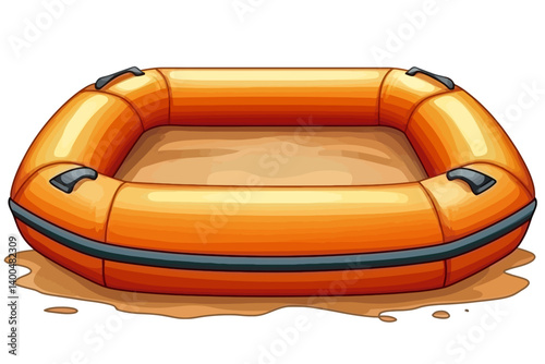 Orange inflatable boat 