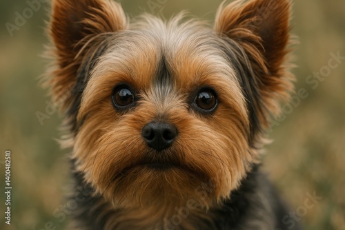 Yorkshire Terrier With Expressive Eyes in a Natural Setting During the Golden...