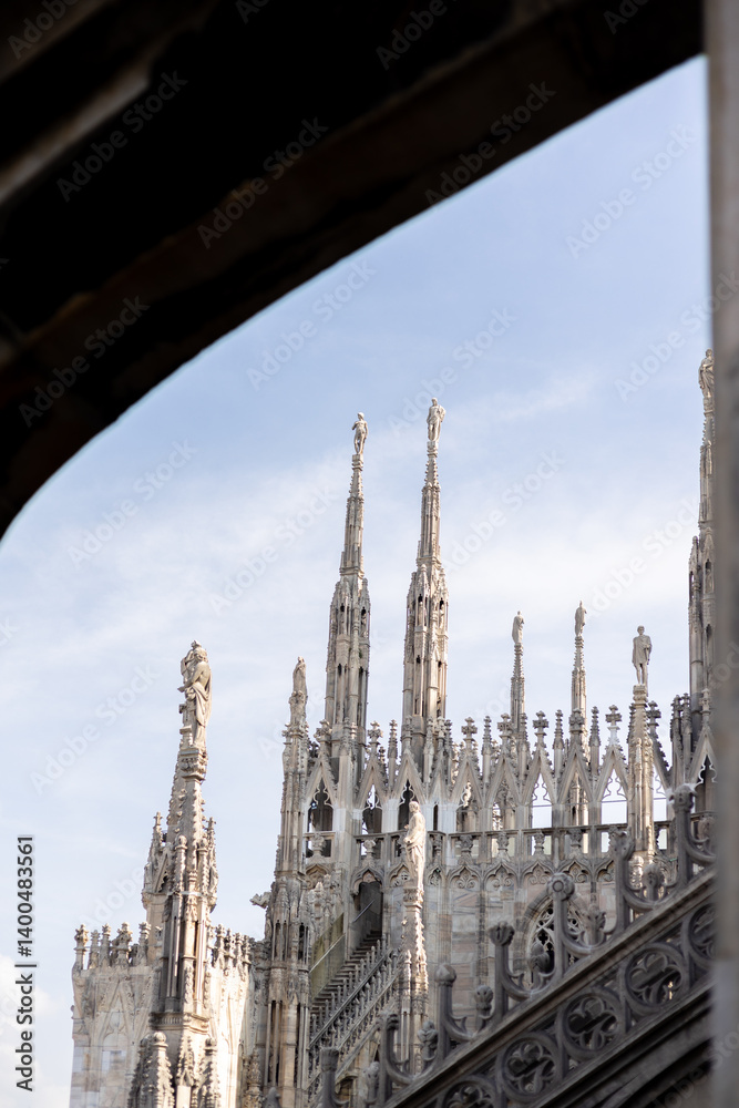 Magic architecture of Duomo cathedral in Milan, Italy. Great vacations in Milan
