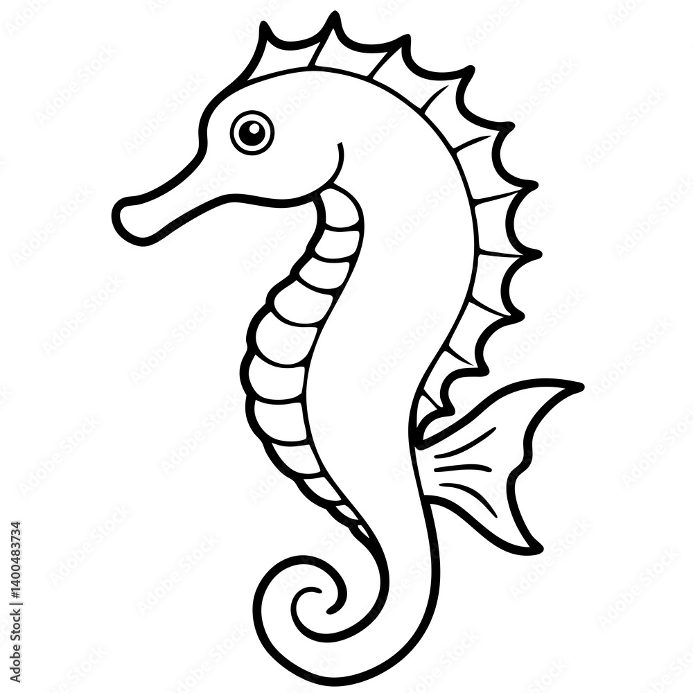 Fototapeta premium Minimalist Seahorse Line Art Vector