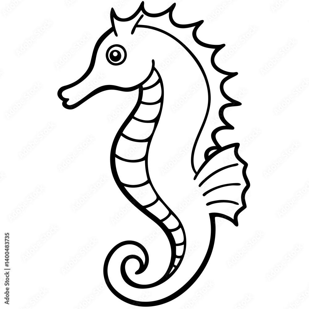 Fototapeta premium Minimalist Seahorse Line Art Vector