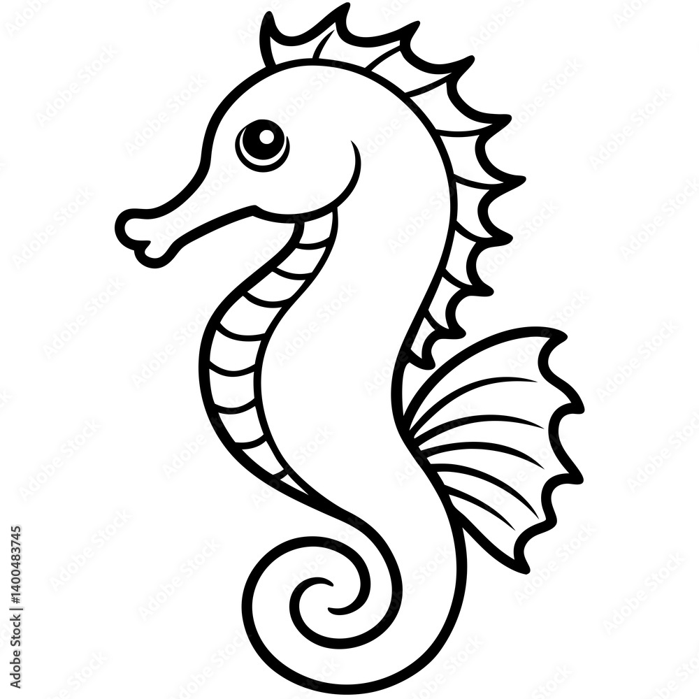 Minimalist Seahorse Line Art Vector