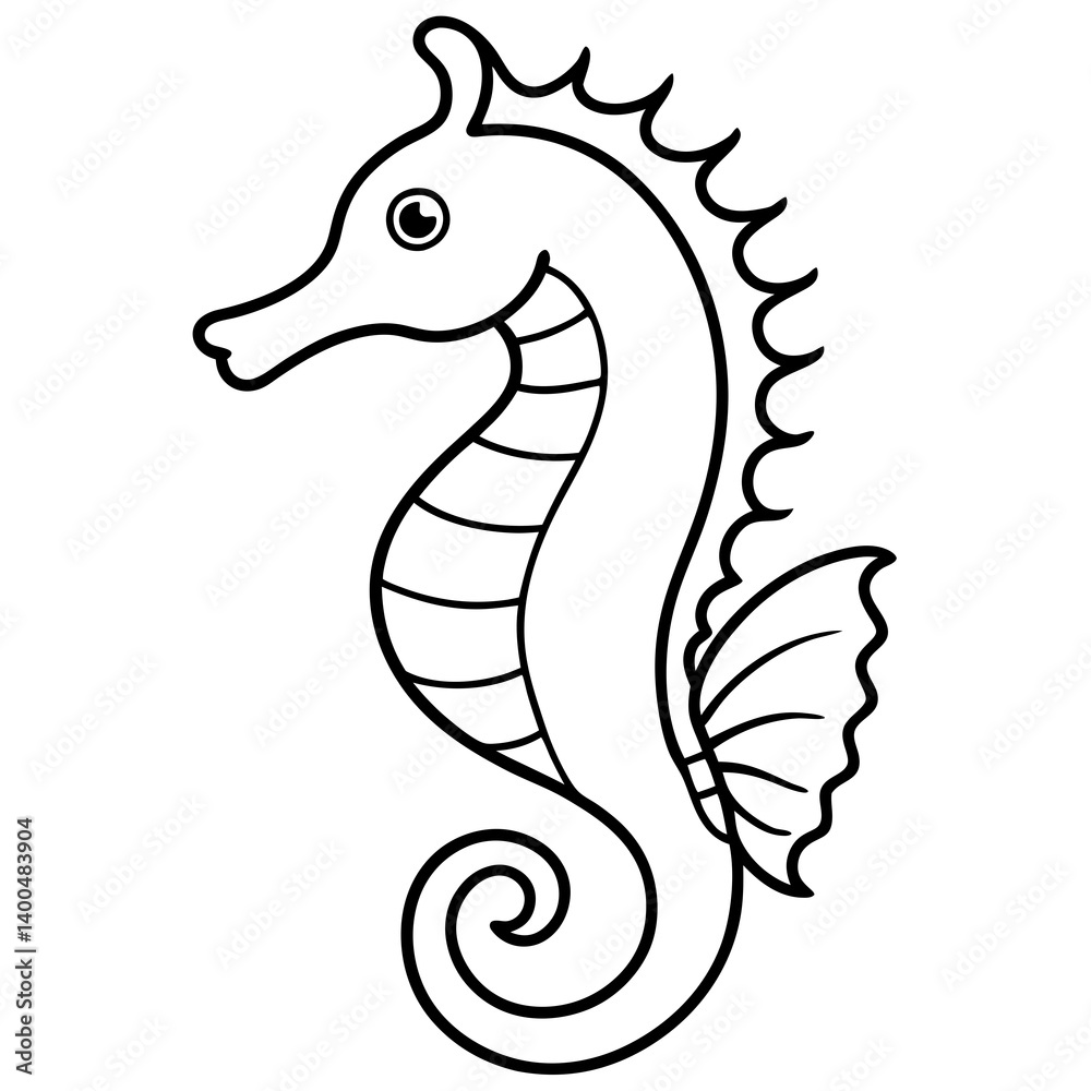 Fototapeta premium Minimalist Seahorse Line Art Vector