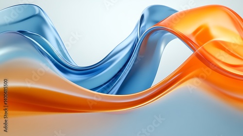 Abstract background with smooth blue and orange curves creating an energetic modern composition