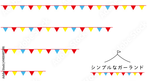 Garland-9　シンプルなガーランドのセット。イベントの広告やチラシに使えるあしらい。装飾セット。