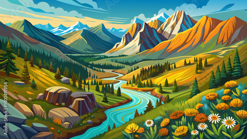 Aerial view of Colorado rocky mountains , Brush creek trail, wildflower meadows.