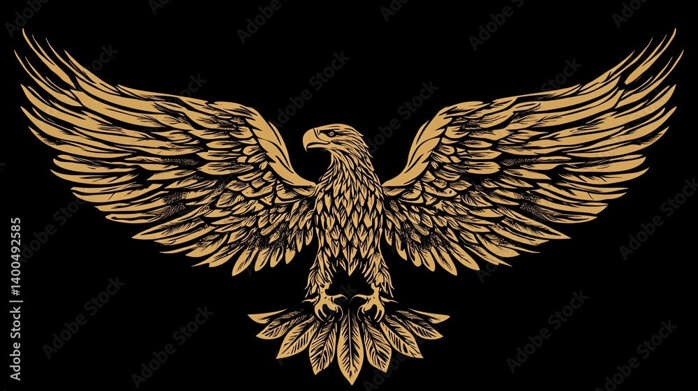 Fototapeta premium Majestic eagle with detailed golden feathers.