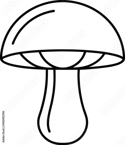 Boletus Outline Icon Line Art Drawing Vector | Mushroom, Nature & Fungi Sketch Art photo