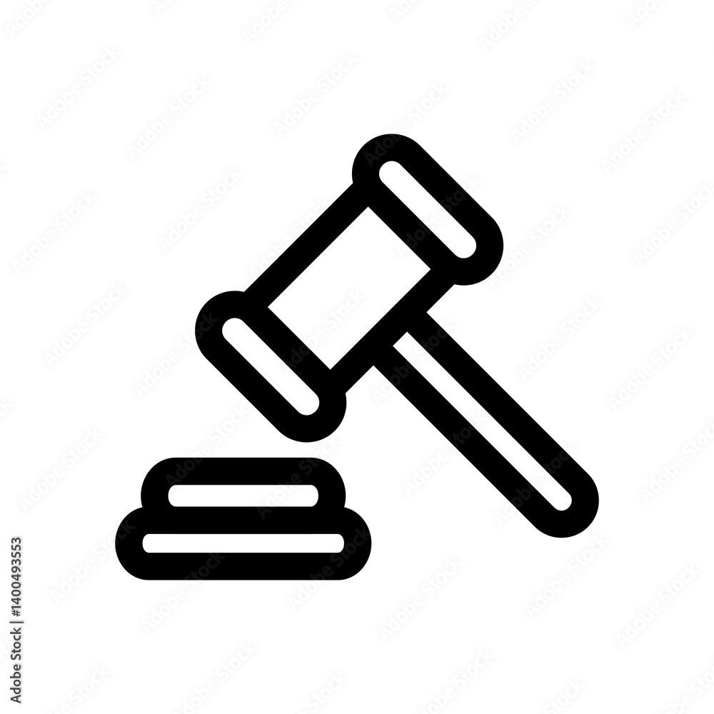 Hammer of Law Icon Finance Line Design Style Transparent Background Hammer of Law Icon Finance Line Design Style Transparent Background
