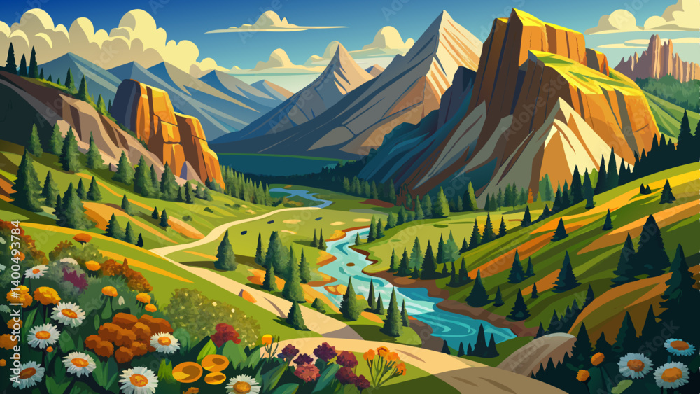 Aerial view of Colorado rocky mountains , Brush creek trail, wildflower meadows.