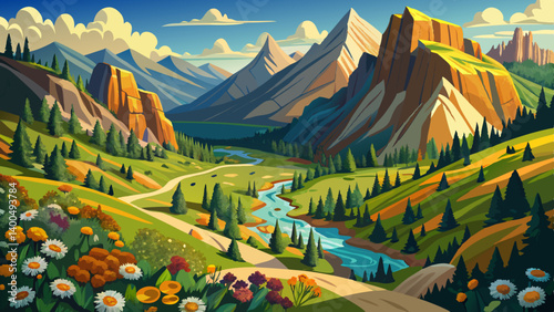 Aerial view of Colorado rocky mountains , Brush creek trail, wildflower meadows.