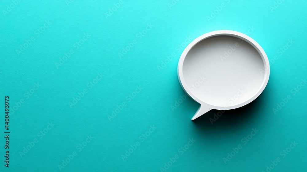 Minimalist Speech Bubble on a Vibrant Turquoise Background Minimalist Speech Bubble on a Vibrant Turquoise Background