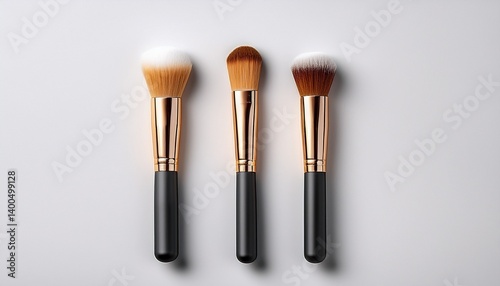 makeup brushes on white background