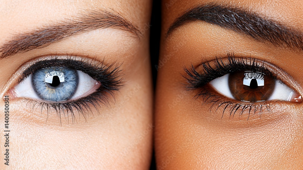Fototapeta premium Close Up of Two Women's Eyes with Glitter Makeup
