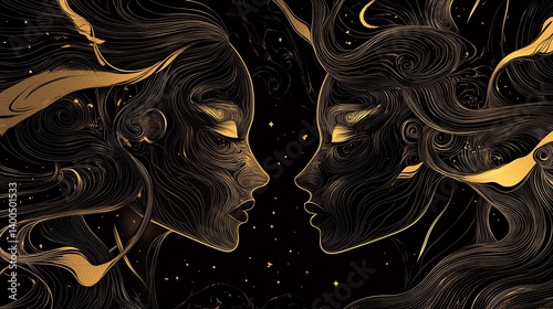 Artistic representation of duality and connection.