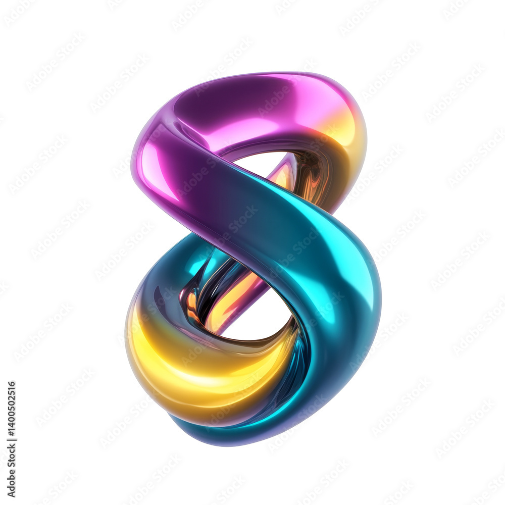 Colorful twisting ribbon shaped into an elegant infinite loop with shiny surface Colorful twisting ribbon shaped into an elegant infinite loop with shiny surface