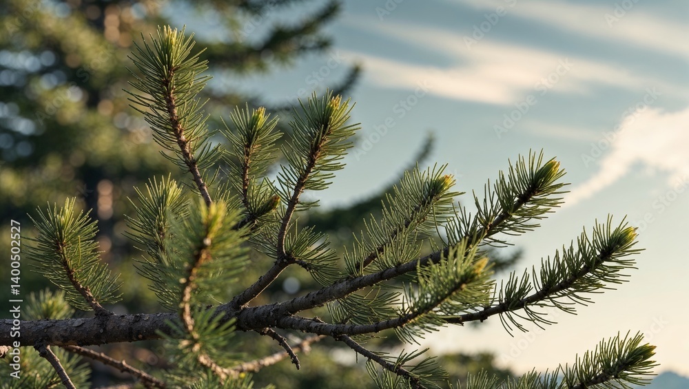 Serene pine branches captured against a tranquil sky backdrop. Serene pine branches captured against a tranquil sky backdrop.