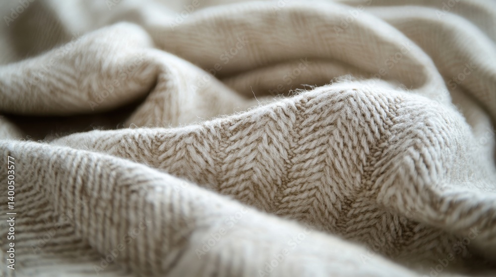 Softly woven woolen textile adorned with an elegant herringbone pattern in a serene studio ambiance, capturing the essence of relaxation and comfort Softly woven woolen textile adorned with an elegant herringbone pattern in a serene studio ambiance, capturing the essence of relaxation and comfort