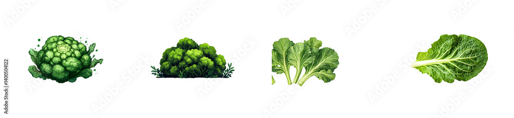 Fresh green vegetables displayed on a transparent background Fresh green vegetables displayed on a transparent background