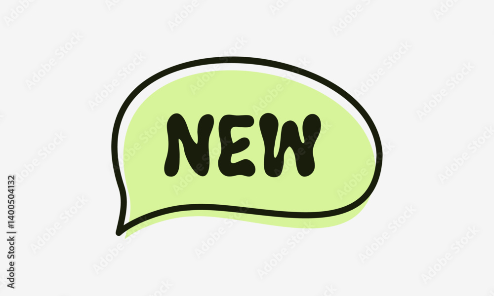 NEW Speech Bubble Typography Green Text Message Speech Bubble Communication Lettering Vector Illustration NEW Speech Bubble Typography Green Text Message Speech Bubble Communication Lettering Vector Illustration