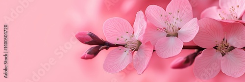 A branch of pink blossoms elegantly showcases nature's delicate beauty, surrounded by a harmonious background.
