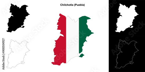 Chilchotla municipality (Puebla) outline map set