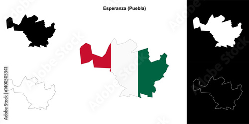 Esperanza municipality (Puebla) outline map set