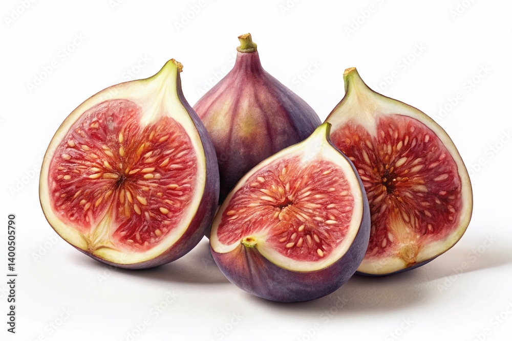 Fresh Ripe Figs Slices Isolated on White Background - Perfect for Food Photography and Design Fresh Ripe Figs Slices Isolated on White Background - Perfect for Food Photography and Design