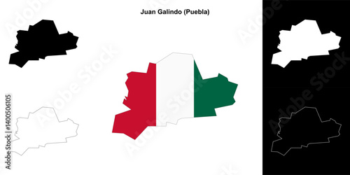 Juan Galindo municipality (Puebla) outline map set