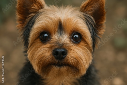 Yorkshire Terrier With Expressive Eyes in a Natural Setting During the Golden...