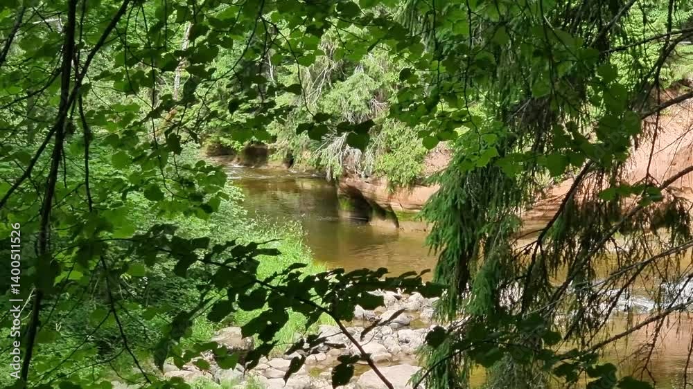 Gauja National Park, red rock outcrops of Zvarte rock. Gauja National Park, red rock outcrops of Zvarte rock.