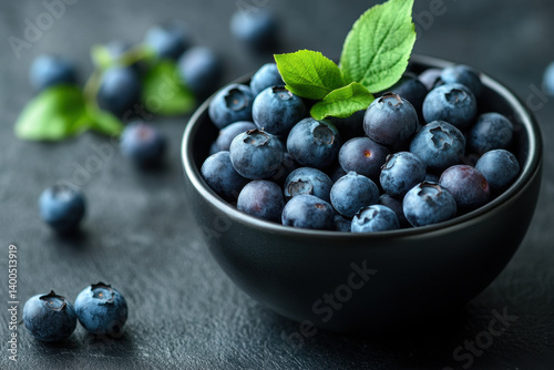 Wallpaper Mural Blueberries and mint leaves in a bowl. Torontodigital.ca
