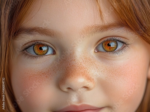 Child with Strabismus Treatment Portrait Closeup of Female Eyes Vision Health Care Optical Dysfunction photo