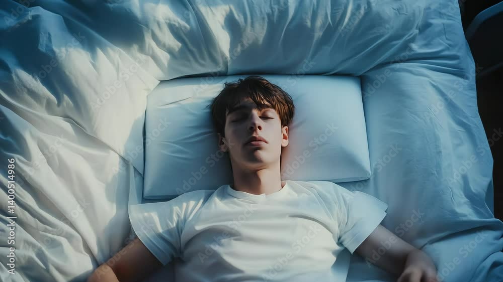 A troubled man lies awake in his warm bed, wrestling with insomnia and morning anxiety. This image captures the struggle of fatigue and mental exhaustion in a serene home environment. A troubled man lies awake in his warm bed, wrestling with insomnia and morning anxiety. This image captures the struggle of fatigue and mental exhaustion in a serene home environment.