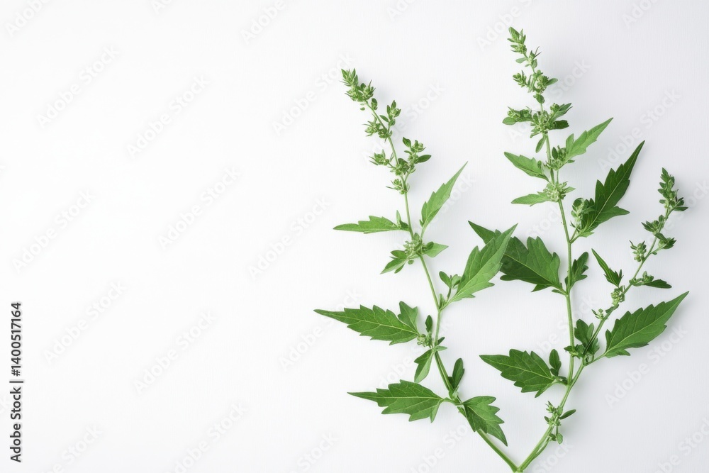 Vervain herb on white background, isolated, botanical illustration, medicinal concept Vervain herb on white background, isolated, botanical illustration, medicinal concept