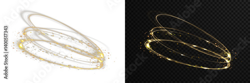 Wallpaper Mural Light trail curve draws a luminous golden motion ring. Glowing circle spins with soft radiant stardust texture. Speed line twirl reflects glowing fire and energy. Light ring dances like heatwave Torontodigital.ca