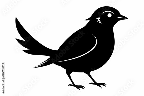 Bare-throated bellbird silhouette black vector