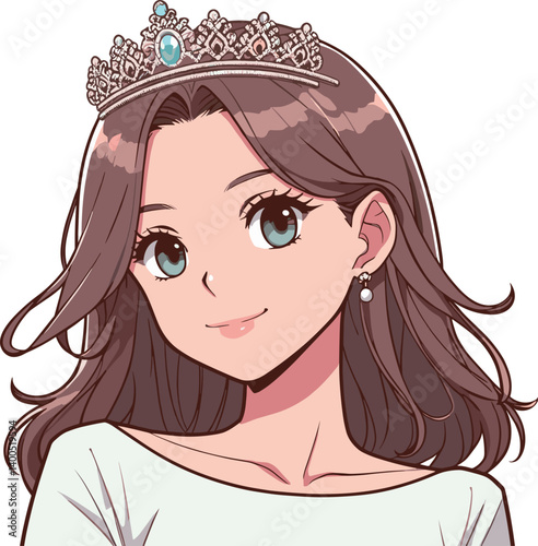 ティアラをかぶった女性のイラスト
