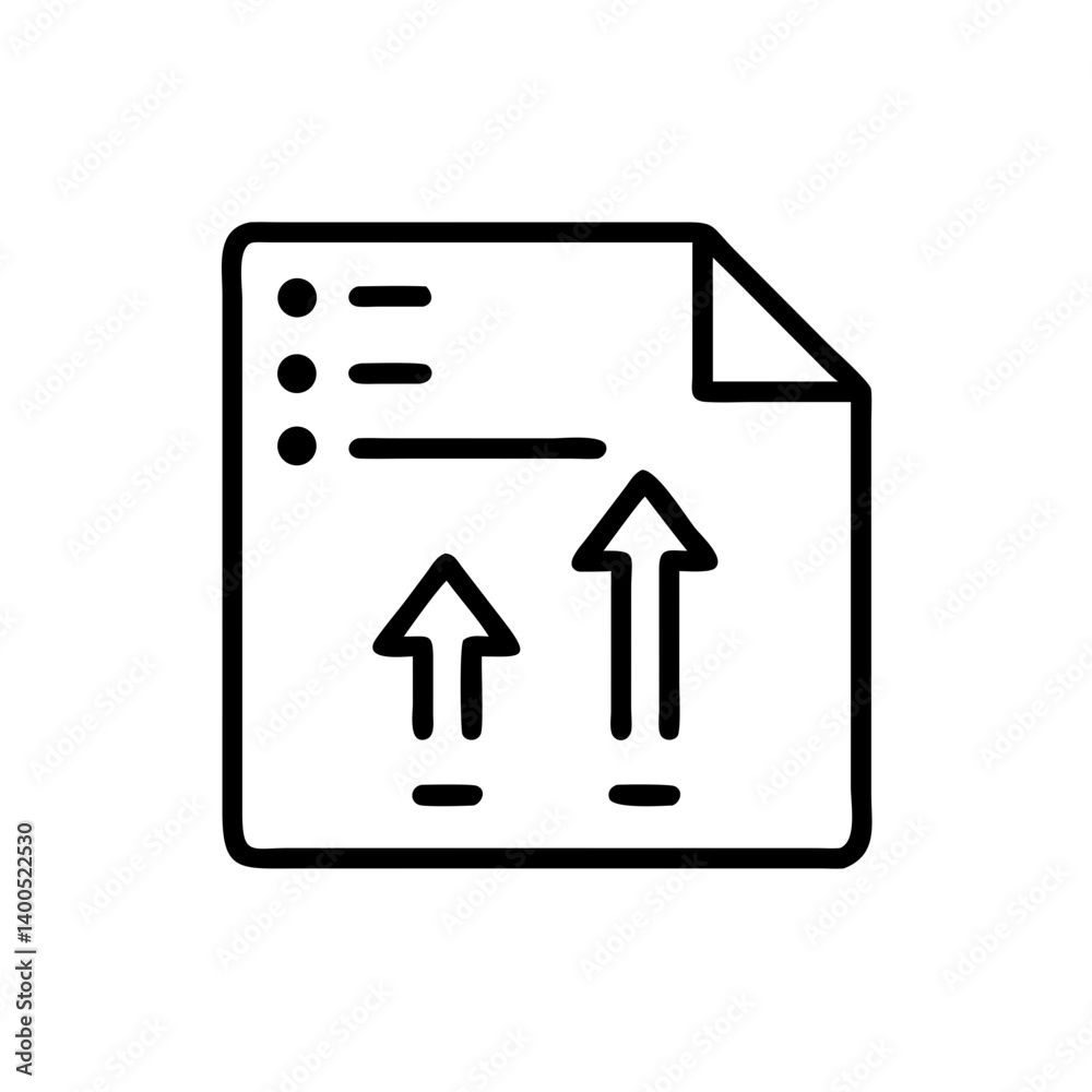 Document with arrows indicating upward movement Document with arrows indicating upward movement