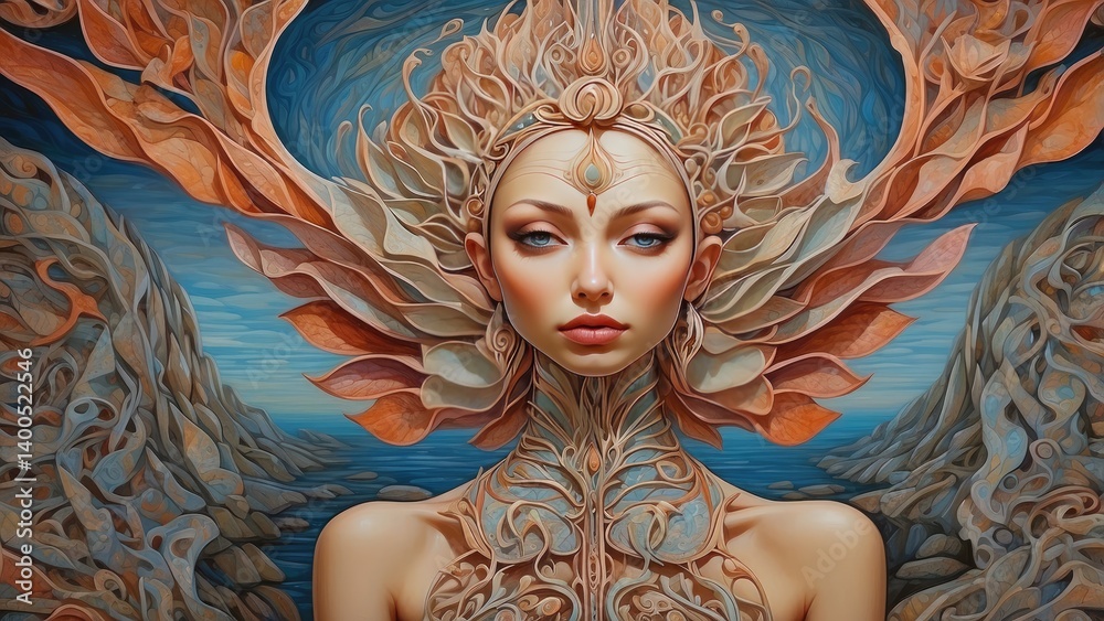 Obraz premium Sacred Colors and Cosmic Patterns: A Spiritual Fusion