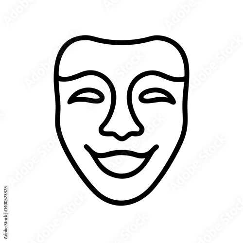 Smiling theatrical mask illustration on a simple background  