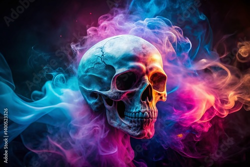 Ethereal Skull Smoke: Long Exposure Artistic Photo