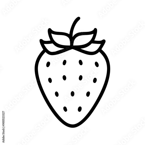 Simple Strawberry Outline Illustration on White Background  