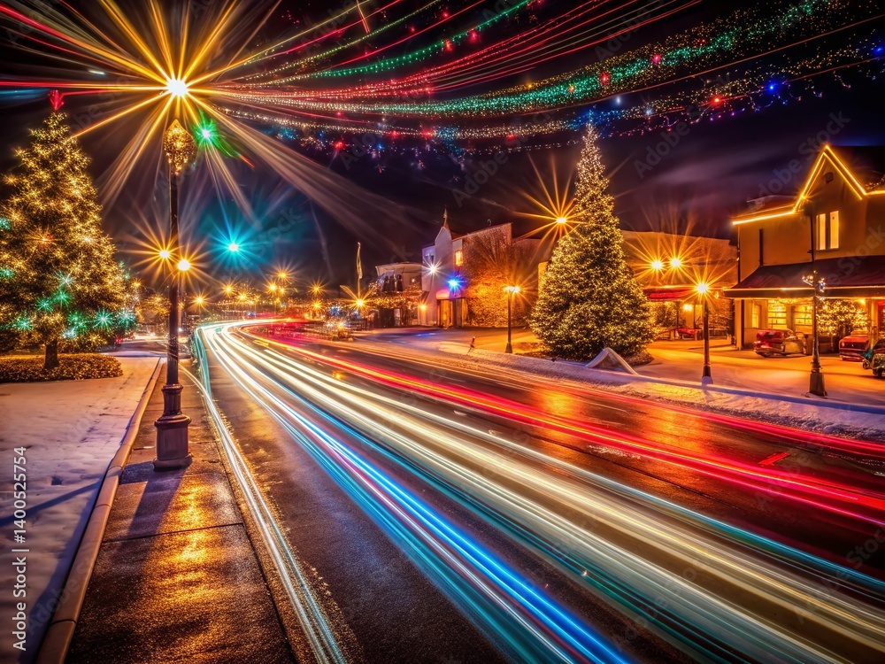 Obraz premium Enchanting Long Exposure Christmas Lights, Sioux Falls, South Dakota