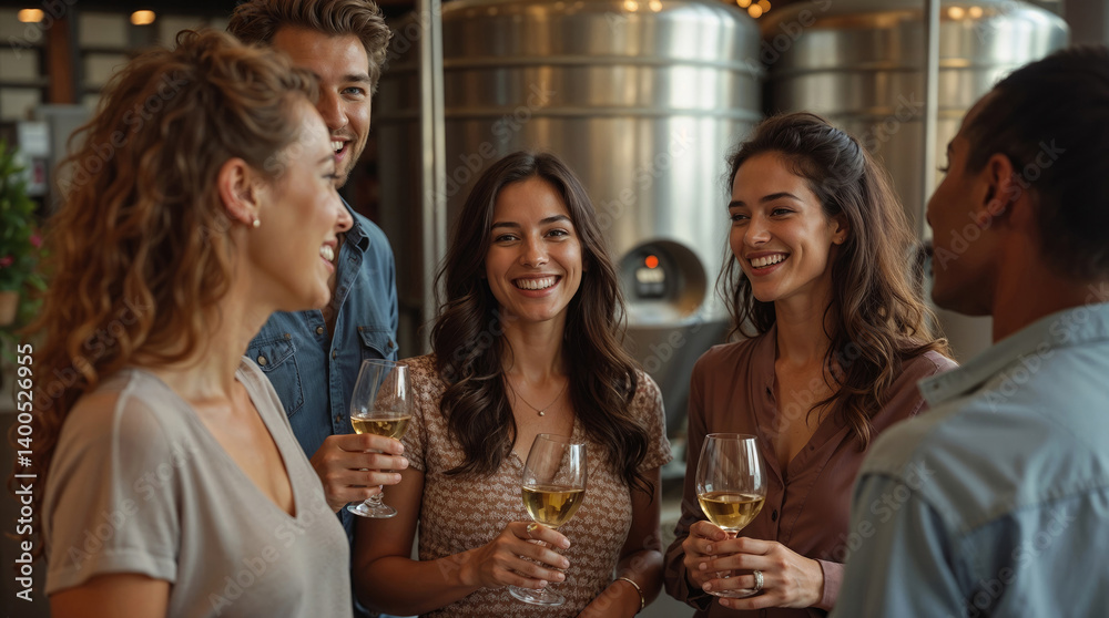 group of friends enjoys a social gathering at a brewery
