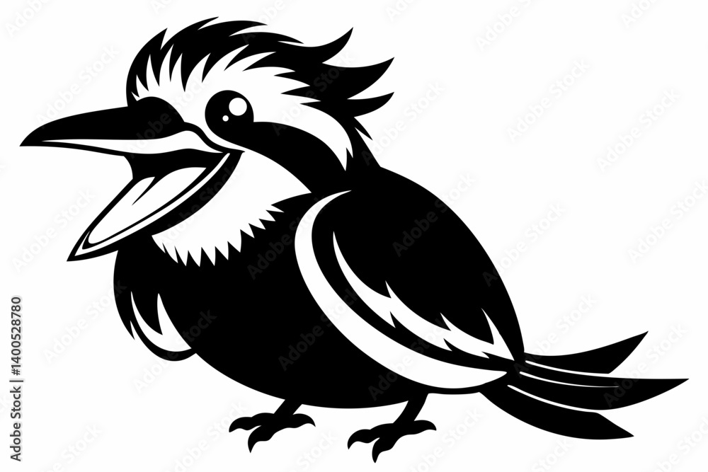 Obraz premium kookaburra laugh silhouette black vector