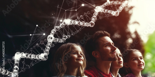 Obraz na płótnie Family portrait showing genetic connections, inherited traits and characteristics passed from parents to children w salonie