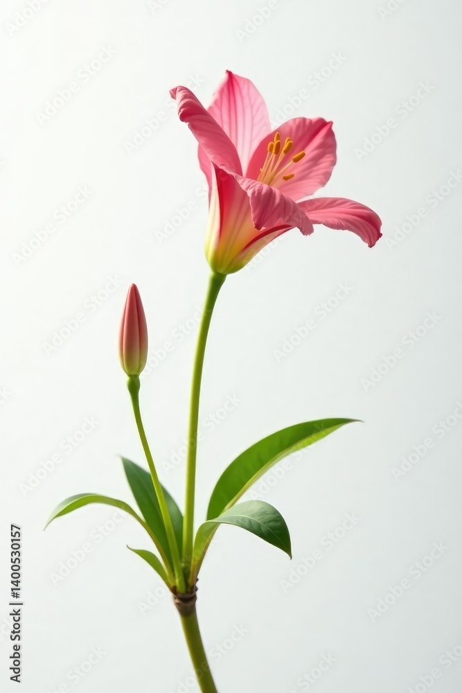 Fototapeta premium The flower's delicate stem against a white background, branch, nature